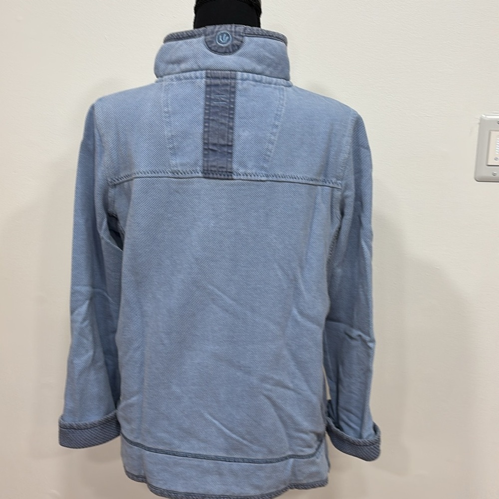 FAT FACE AIRLIE Blue Quarter-Zip Women's Sweater UK 10 USA 6 Sherpa collar - Picture 3 of 3
